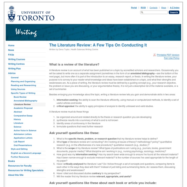 The Literature Review: A Few Tips On Conducting It