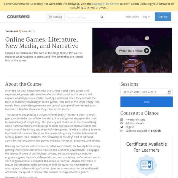 Online Games: Literature, New Media, and Narrative