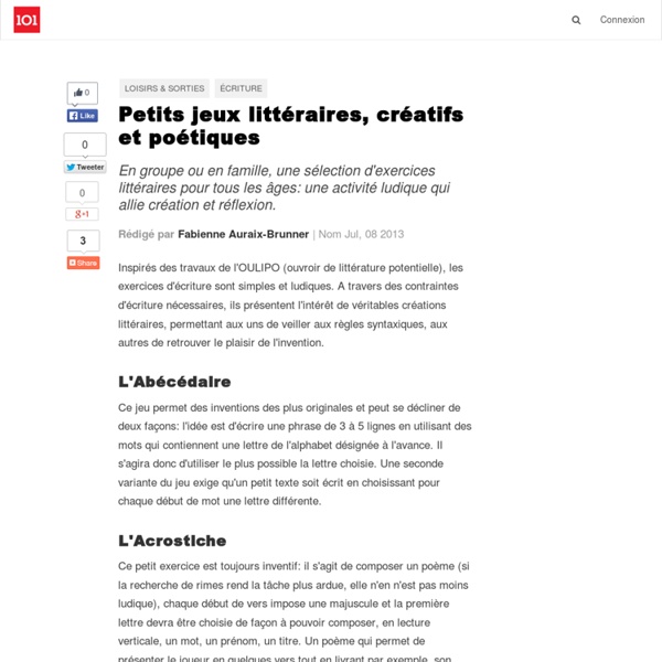 Petits jeux littéraires, créatifs et poétiques: Quelques bonnes suggestions pour improviser un atelier d'écriture