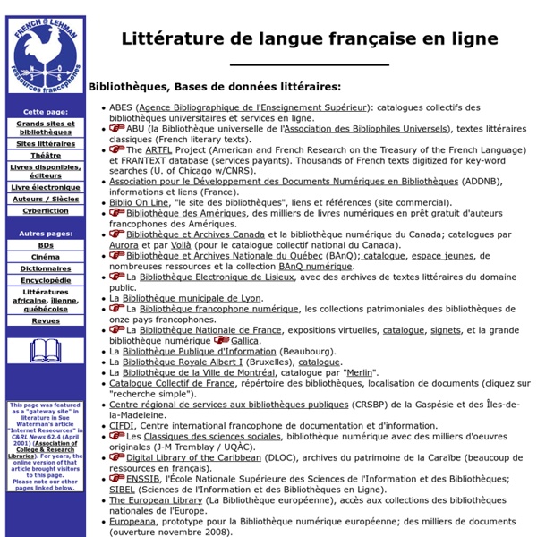 Littérature de langue française en ligne