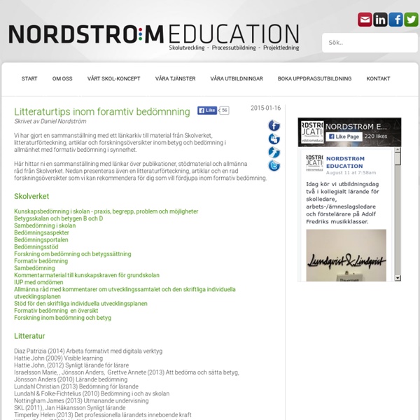 Litteraturtips inom foramtiv bedömnning @ Nordström Education