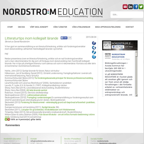 Litteraturtips inom kollegialt lärande @ Nordström Education