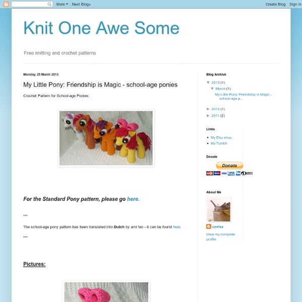 Knit One Awe Some: My Little Pony: Friendship is Magic - school-age ponies