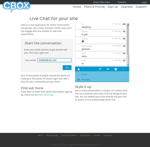 Cbox · About Cbox · Chat and Tag for the Social Web