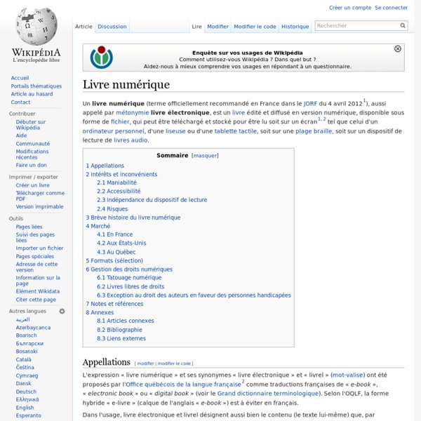 Livre numérique : définition wikipédia