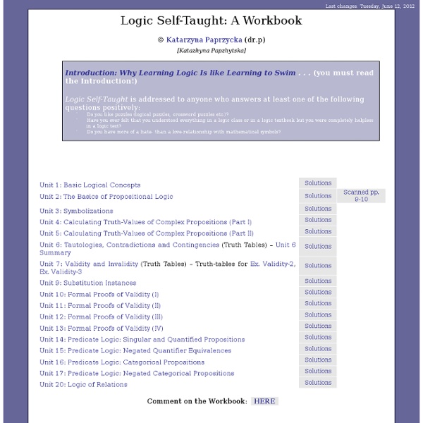 Logic Self-Taught: A Workbook (by Dr.P.)