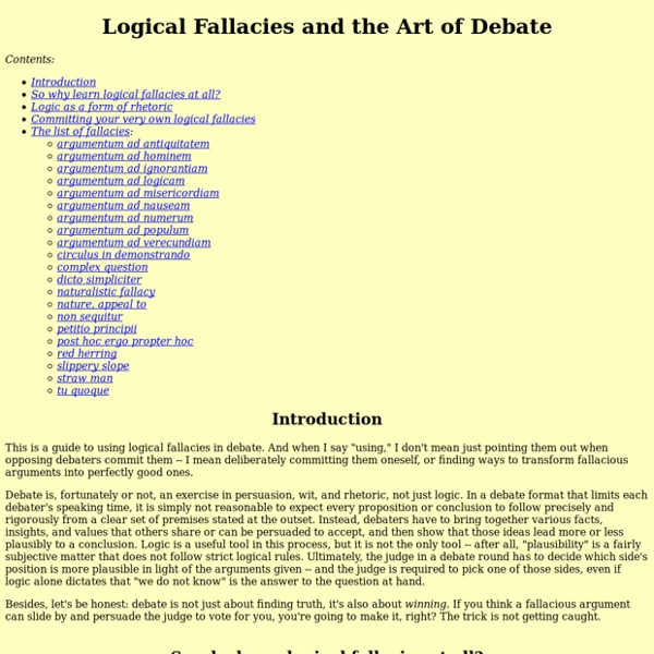 Logical Fallacies and the Art of Debate