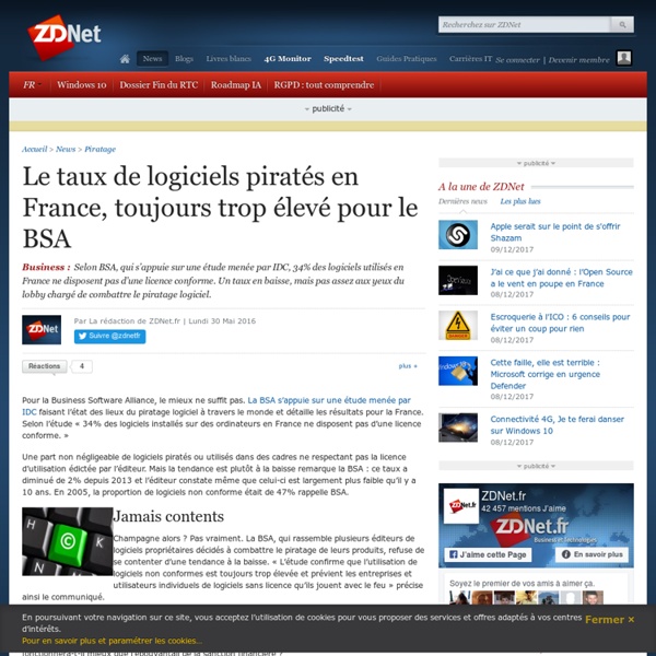 Le taux de logiciels piratés en France, toujours trop élevé pour le BSA - ZDNet