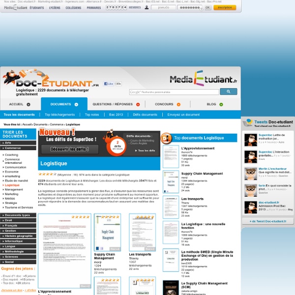 Logistique : 1372 documents à télécharger gratuitement
