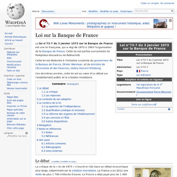 Loi du 3 janvier 1973 sur la Banque de France