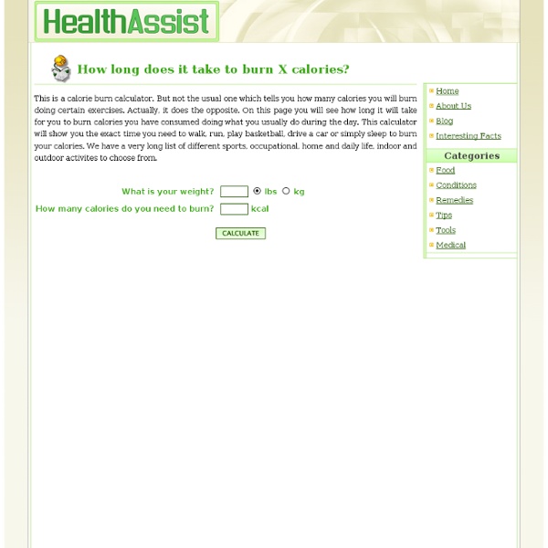 How long does it take to burn X calories - HealthAssist.net
