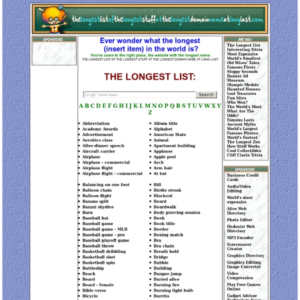 The longest list of the longest stuff at the longest domain name