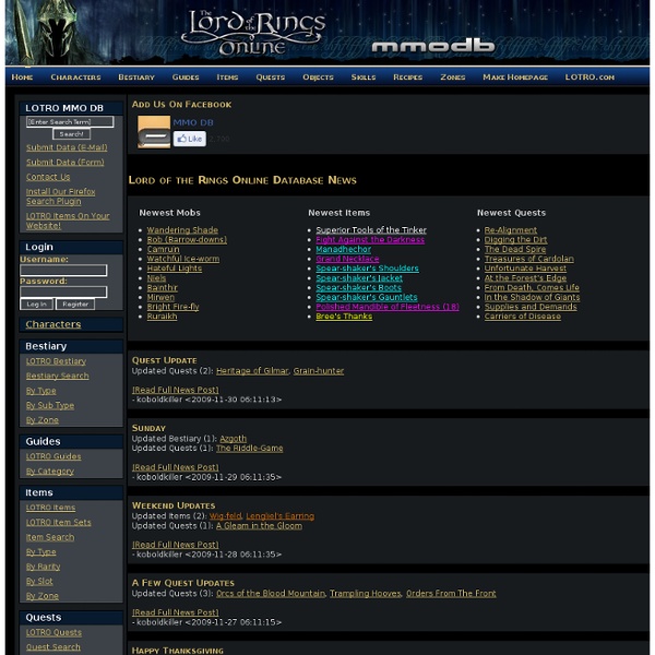 Lord of the Rings Online Database - MMO DB