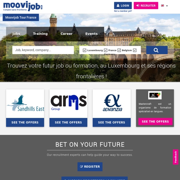 Moovijob, le site pour l'emploi transfrontalier (France, Allemagne, Luxembourg, Suisse et Belgique)