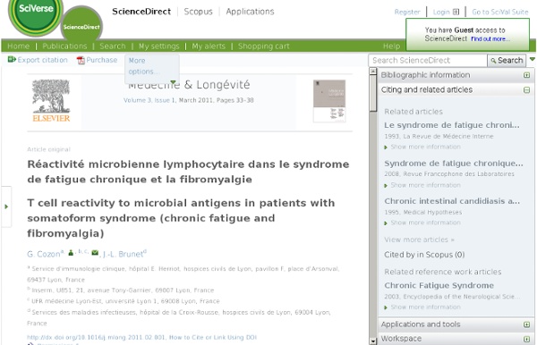 Médecine & Longévité : Réactivité microbienne lymphocytaire dans le syndrome de fatigue chronique et la fibromyalgie