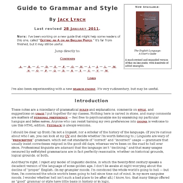 Lynch, Guide to Grammar and Style