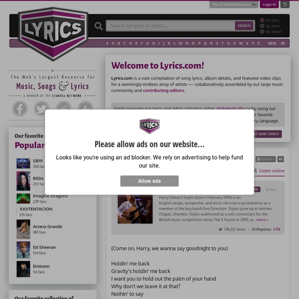 Lyrics.com - your music community with the largest searchable lyrics database.