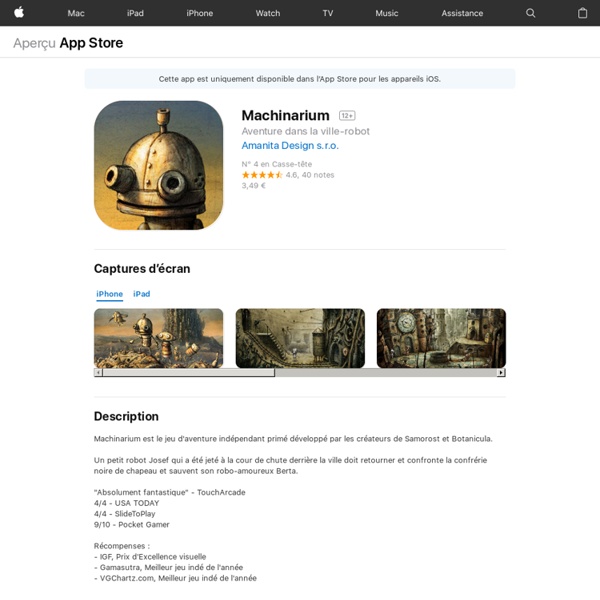 Machinarium pour iPhone, iPod touch et iPad dans l’App Store sur iTunes