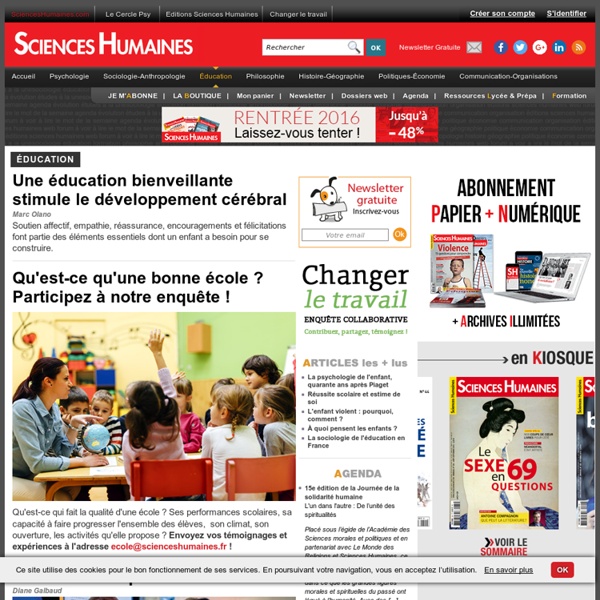 Magazine éducation, revue éducation, dossier sciences de l’éducation, Sciences Humaines