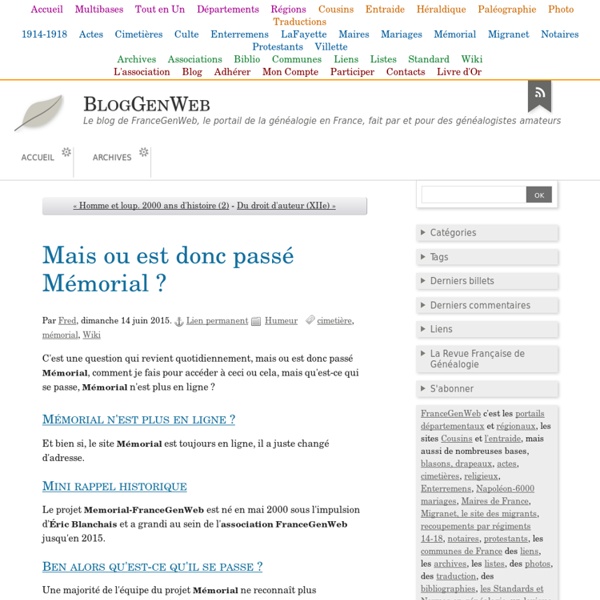 MémorialGenWeb - Accueil portail