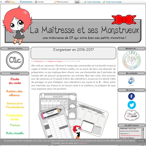 La maîtresse et ses monstrueux - une maîcresse de CP qui aime bien ses petits monstres !