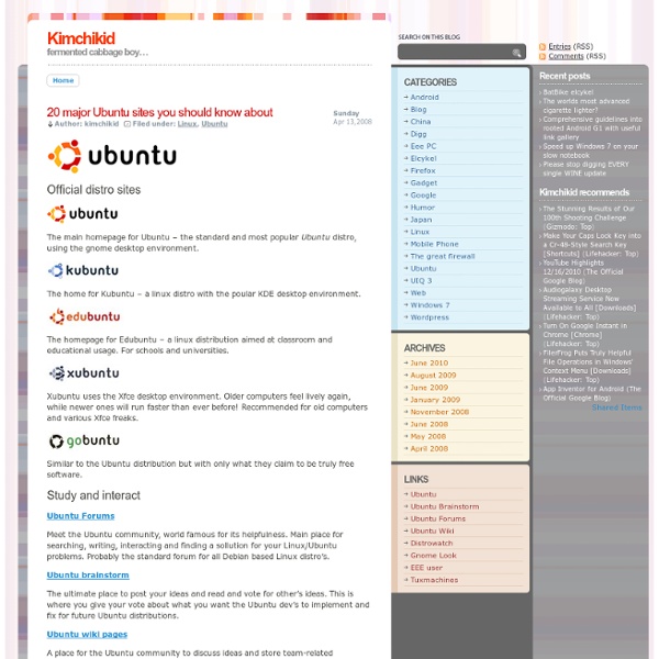 20 major Ubuntu sites you should know about - Kimchikid