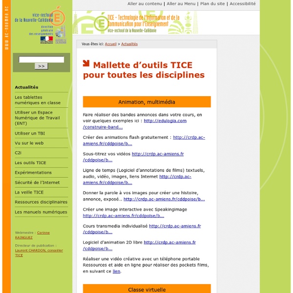 Mallette d'outils TICE pour toutes les disciplines - site des TICE en Nouvelle-Calédonie