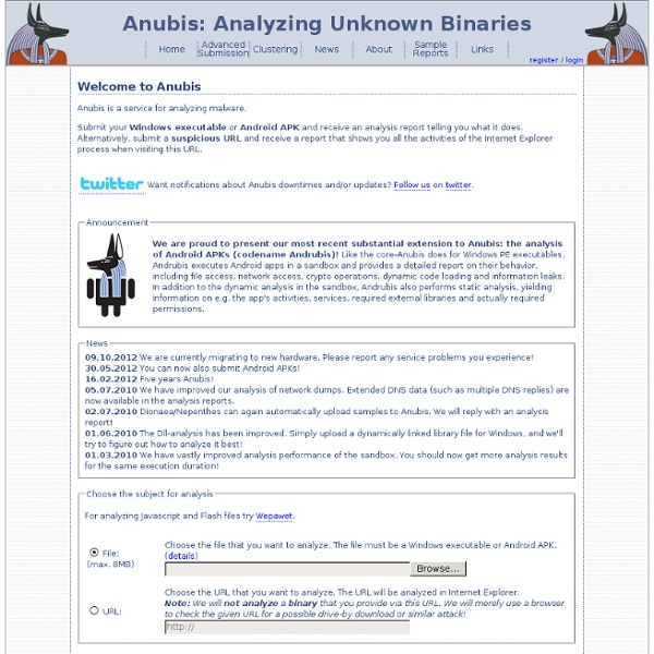 Anubis: Analyzing Unknown Binaries