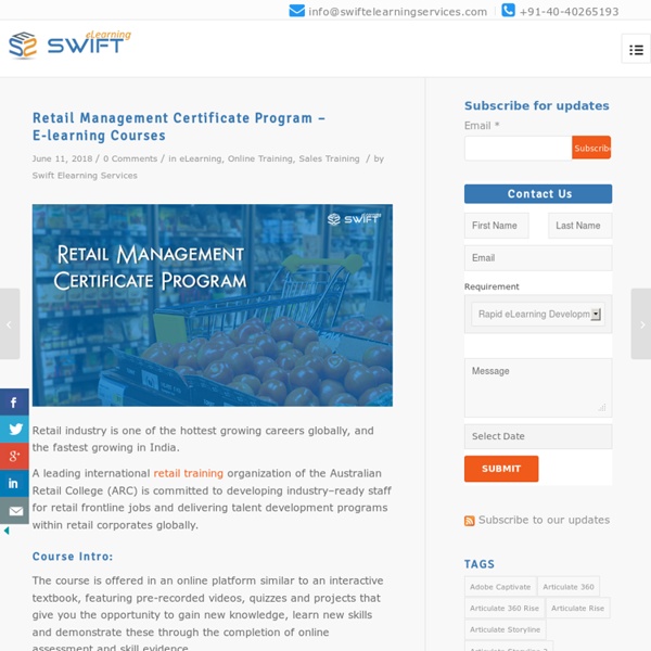 Retail Management Certificate Program – E-learning Courses