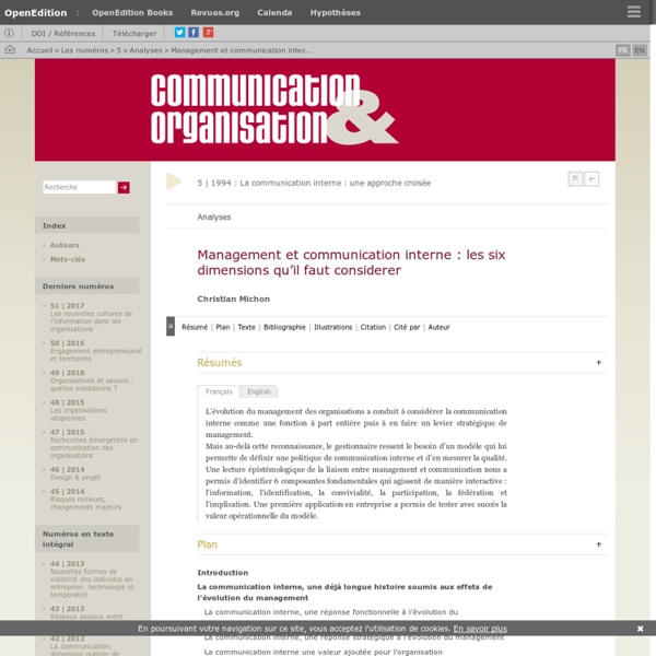 Management et communication interne : les six dimensions qu’il faut considerer