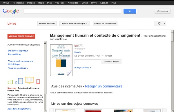 Management humain et contexte de changement: Pour une approche constructiviste