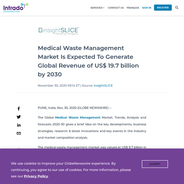 Medical Waste Management Market Is Expected To Generate Global Revenue of US$ 19.7 billion by 2030