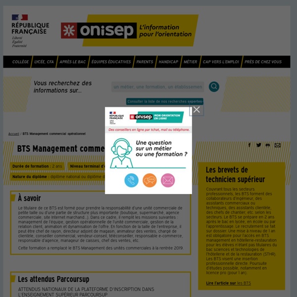 BTS Management commercial opérationnel - Onisep