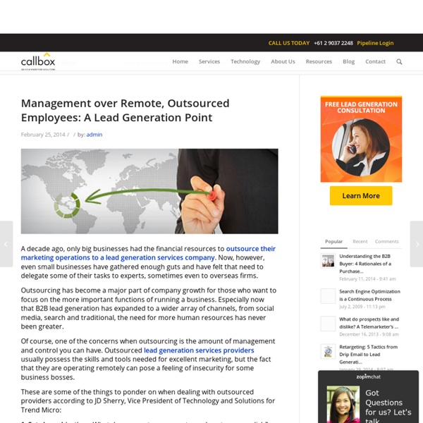 Management over Remote, Outsourced Employees: A Lead Generation PointB2B Appointment Setting