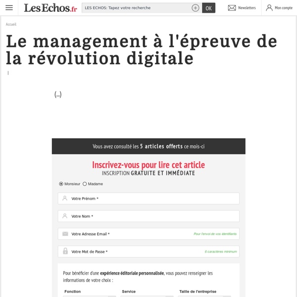 Le management à l'épreuve de la révolution digitale