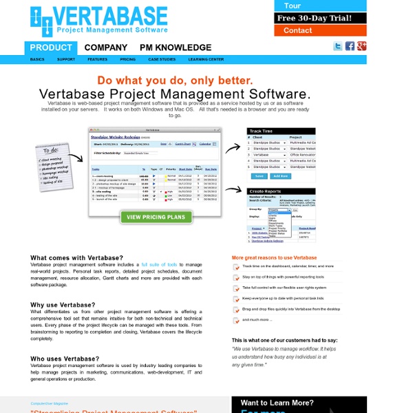 Project Management Software, Vertabase, Web Based Project Management Software