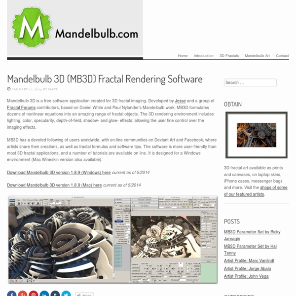 3D (MB3D) fractal generator / rendering software
