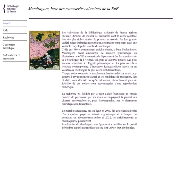 Site web- Mandragore (Enluminures)- BNF