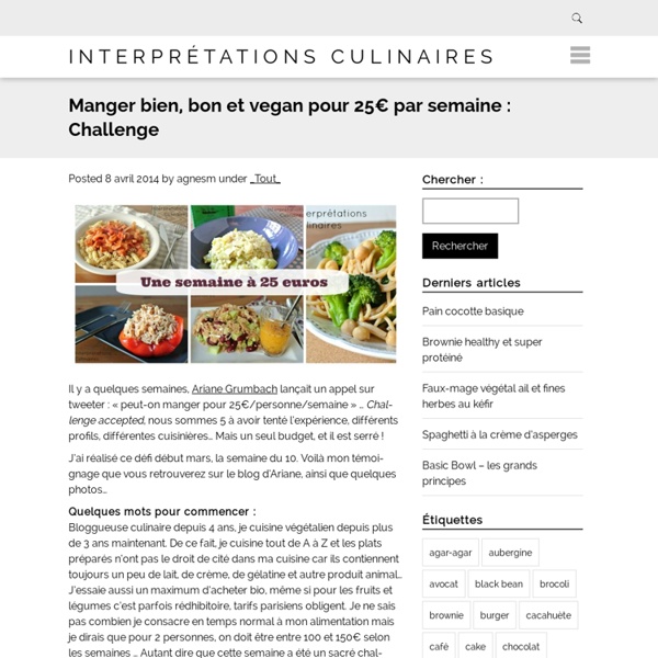 Manger bien, bon et vegan pour 25€ par semaine : Challenge