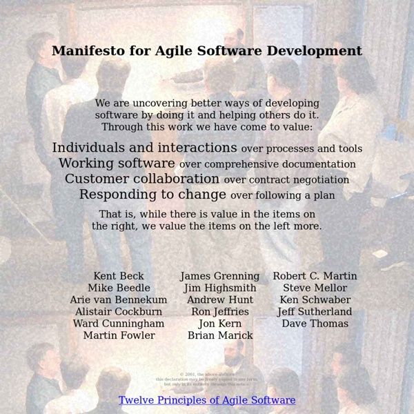 Manifesto for Agile Software Development