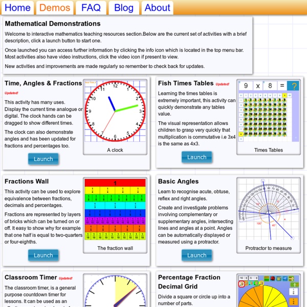 Interactive Math activities - classroom tools - lesson starters from Visnos