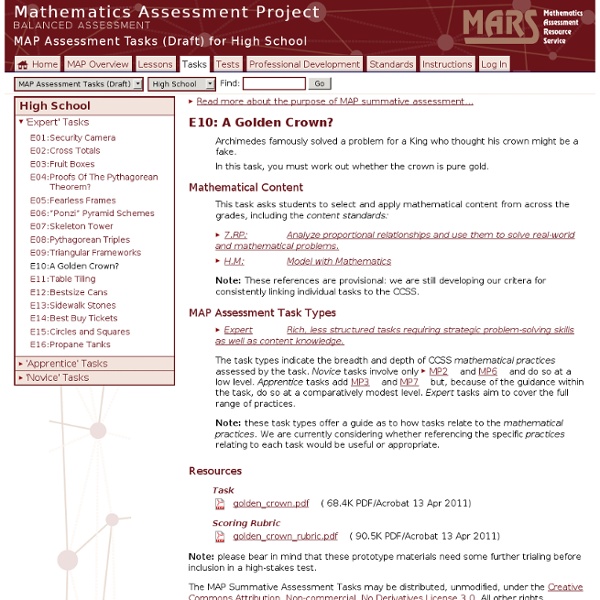 MAP Assessment Tasks (Draft)