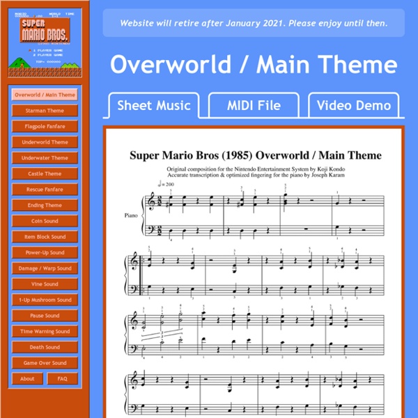 Mario Piano Sheet Music - Overworld / Main Theme