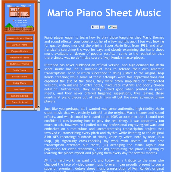 Mario Piano Sheet Music - Original Quality