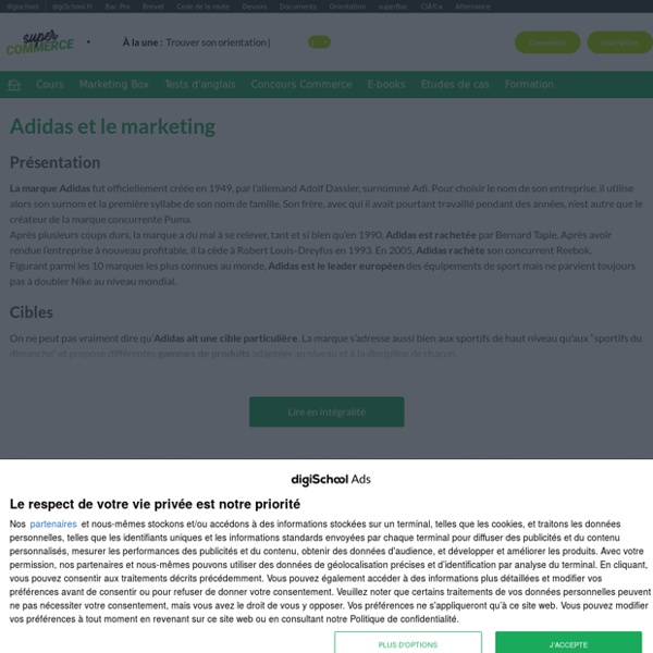Adidas : Etudes, analyses Marketing et Communication d'Adidas