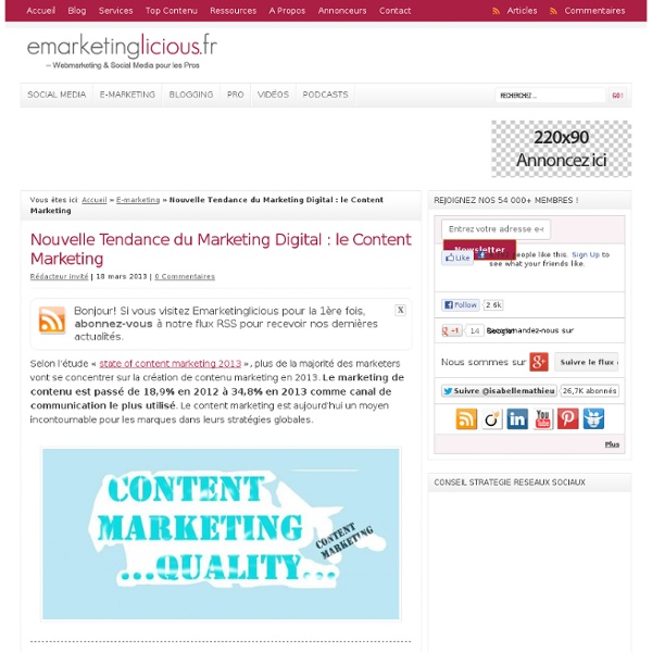 Nouvelle Tendance du Marketing Digital : le Content Marketing