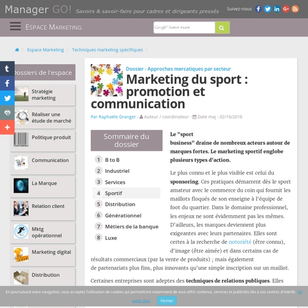 Le marketing sportif : sponsoring, relations publiques et mécénat