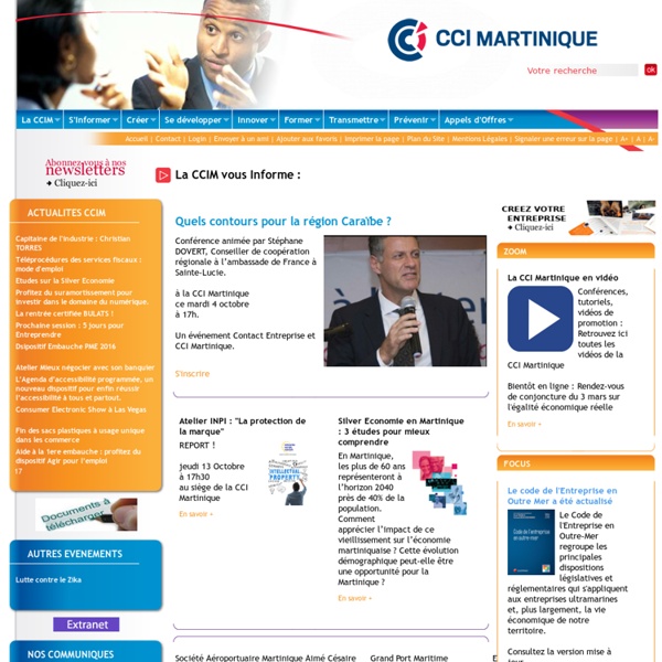 CCI Martinique [CCIM] - La CCIM vous Informe :