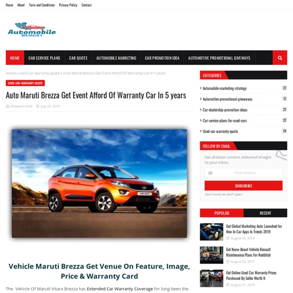 Auto Maruti Brezza Get Event Afford Of Warranty Car In 5 years
