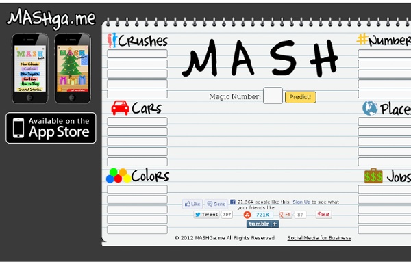 MASHGa.me Mansion Apartment Shack House - play MASH game online and home of... - StumbleUpon